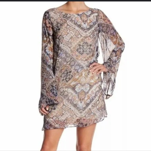 Show Me Your Mumu Bombshell Babes of Babylon Printed Tunic Mini Dress Size Small - Picture 1 of 13